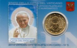 VATICANO STAMP E COIN CARD 2014  N°5 - CON 50 CENTESIMI 2014 FDC FRANCESCO I E FRANCOBOLLO 0,85 € PAPA GIOVANNI PAO - Vatican
