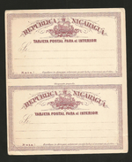 O) 1898 NICARAGUA, POSTAL CARD. 2 CENTAVOS, POSTAL REPLY COUPON, XF - Nicaragua