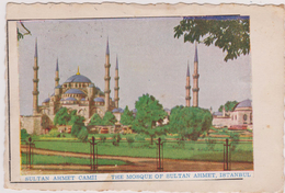 TURQUIE,TURKEY,TURKIYE,CONSTANTINOPLE,ISTANBUL,carte Photo Collée Sur Carte,sultan Ahmet,mosqué,mosquée,2 Timbres - Turkije