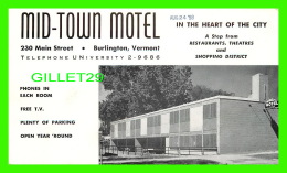 BURLINGTON, VT -MID-TOWN MOTEL - ON MAIN STREET - IN 1958 - - Burlington