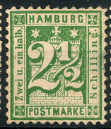 Stamp German States  Hamburg 1864-65 2 1/2s Mint Lot#34 - Hamburg
