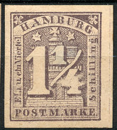 Stamp German States  Hamburg 1864 1 1/4s Imperf Mint Lot#44 - Hamburg