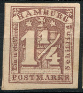 Stamp German States  Hamburg 1864 1 1/4s Imperf Mint Lot#47 - Hambourg
