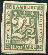 Stamp German States  Hamburg 1864 2 1/2s Imperf Mint Lot#62 - Hambourg