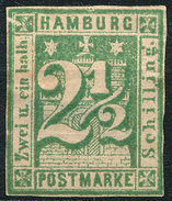 Stamp German States  Hamburg 1864 2 1/2s Imperf Mint Lot#63 - Hamburg