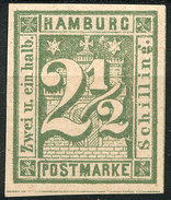Stamp German States  Hamburg 1864 2 1/2s Imperf Mint Lot#66 - Hambourg
