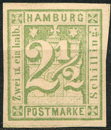 Stamp German States  Hamburg 1864 2 1/2s Imperf Mint Lot#72 - Hamburg