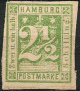 Stamp German States  Hamburg 1864 2 1/2s Imperf Mint Lot#73 - Hamburg