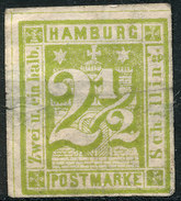 Stamp German States  Hamburg 1864 2 1/2s Imperf Mint Lot#77 - Hamburg
