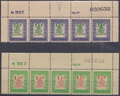 1952-327 CUBA. REPUBLICA. 1952. Ed.532-33. ARBOL DE NAVIDAD CHRITMAS TREE. ERROR DISPLACED CENTER. PLATE NUMBER S927. - Ungebraucht