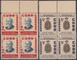 1955-215 CUBA. REPUBLICA. 1955. Ed.608-09. FRANCISCO CARRILLO. INDEPENDENCE WAR. MNH. BLOCK 4. - Ungebraucht