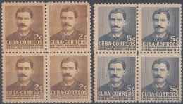 1952-321 CUBA. REPUBLICA. 1952. Ed.474-75. CENTENARIO DEL NACIMIENTO DEL GENERAL JOSE MACEO. BLOCK 4 MANCHAS. - Ungebraucht