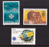 Australia 1983 Three 27c Singles Used - Ambulance, Jaycees, Communications Year - - Gebraucht
