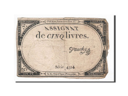 Billet, France, 5 Livres, 1793, 1793-10-31, Vauchy, TB, KM:A76, Lafaurie:171 - Assignate