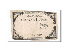 Billet, France, 5 Livres, 1793, 1793-10-31, Maugé, TB+, KM:A76, Lafaurie:171 - Assignate