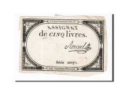 Billet, France, 5 Livres, 1793, 1793-10-31, Roussel, TTB+, KM:A76, Lafaurie:171 - Assignats