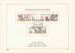 Czechoslovakia / First Day Sheet (1981/19) Praha: 50 Years ZOO Praha 1931-1981 (lions, Gorillas, Przewalski Horses) - Gorilla's