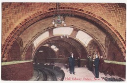 New York City NY, City Hall Subway Station Scene 1910s Vintage Postcard, Underground RR  [6773] - Transportmiddelen