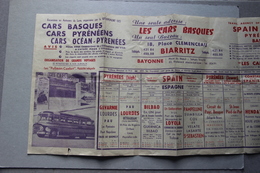 Publicité, Cars Basques, Cars Pyrénéens, Cars Océan-Pyrénées, BIARRITZ (Pyrénées Atlantiques) - Sports & Tourisme