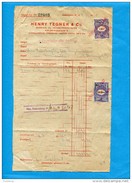 MARCOPHILIE-2 Timbres Fiscaux 3kr -sur Document De Banque 1925-"HENRY TEGNER &CO - Fiscale Zegels