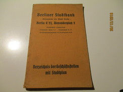 BERLINER STADT BANK VERZEICHNIS DER GESCHÄFTSSTELLEN, STADTPLAN LOST , 0 - Banca & Assicurazione