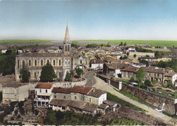 LAFRANCAISE CPSM COULEUR EN AVION AU DESSUS DE QUARTIER EGLISE ( Vue Générale ) - Lafrancaise