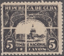 REP-243 CUBA REPUBLICA REVENUE TIMBRE NACIONAL 1937 PROOF. PRUEBA DE CLICHE DESTRUIDO. - Segnatasse