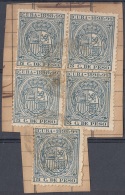 TMO-36 CUBA SPAIN ESPAÑA. REVENUE TIMBRE MOVIL 1898. 5c FRAGMENTO USADO. RARO. - Timbres-taxe