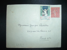 LETTRE TP SEMEUSE 50c + VIGNETTE VIVRE CONTRE LA TUBERCULOSE 1928-29 Biffés - Cartas & Documentos