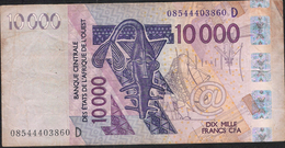WA.S. Letter D = Mali P418Df 10000 Francs (20)08 FINE Has 7 P.h. ! - West African States