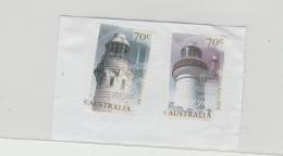 Australien 038 / Fragment Mit 2 Marken Mit Leuchttürmen (faro, Lighthouse) - Used Stamps