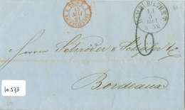 HANDGESCHREVEN BRIEF Uit 1861 Van HAMBURG * HAMBURG TH.u.T. * VALENCIENNES TOUR-T Naar BORDEAUX FRANCE (10.573) - Autres & Non Classés