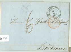 HANDGESCHREVEN BRIEF Uit 1852 Van HAMBURG * VALENCIENNES TOUR-T Via PARIS Naar BORDEAUX FRANCE (10.578) - Andere & Zonder Classificatie