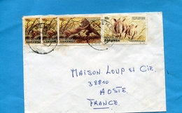 MARCOPHILIE  Lettre- ZAÏRE>Françe > Cad   1987 -4 STAMPS N) 150 Lions+146 Rhinocéros  Blanc - Otros & Sin Clasificación