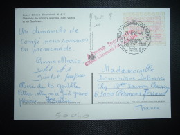 CP Pour La FRANCE VIGNETTE 0070 OBL.24-8-92 CHARMEY (GRUYERE) + RETOUR GRIFFE ROUGE CLERMOND-FERRAND (63 PUY DE DOME) - Automatic Stamps