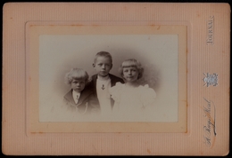 GRANDE PHOTO ANONYME Charmants Enfants MARINS - ROBE FILLE MODE NAPOLEON III - CABINET RUYS MOREL A TOURNAI ( BELGIQUE ) - Antiche (ante 1900)