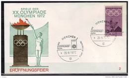 ALLEMAGNE   FDC  Cachet MUNCHEN 2  Le 26-8-1972   Jo 1972    Coubertin Flamme Logo - Summer 1972: Munich