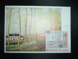 CP MAXIMUM TP SISLEY 2,00 Surchargé 100 FCFA OBL.10 NOV.1974 1er JOUR 974 SAINT DENIS - Used Stamps