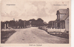 AK Gruß Aus Steddorf - Kriegerdenkmal - Geschäftshaus J. Albers - Stempel Steddorf - 1940  (26599) - Rotenburg (Wümme)