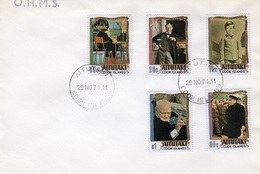 Aitutaki 1974, Churchill Portraits, 5val In FDC - Aitutaki