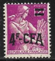 Reunion, Scott # 326 Used  France  Stamp Surcharged, 1957 - Gebruikt