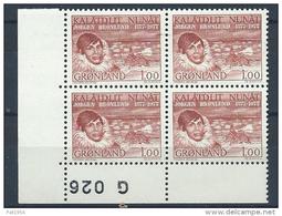 Groënland 1977 N°92 Neuf En Bloc De 4 Avec Marque, Jorgen Bronlund - Unused Stamps