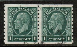 CANADA  Scott # 205 VF USED COIL PAIR - Coil Stamps