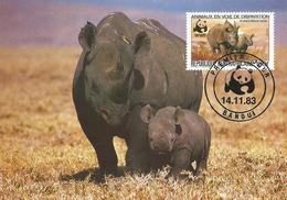 Centrafrique RCA CAR 1983 Bangui Black Rhino (diceros Bicornis) 180f Maxicard - Tarjetas – Máxima