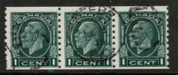 CANADA  Scott # 205 VF USED COIL STRIP Of 3 - Coil Stamps