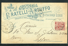 Italie - Carte Commerciale Illustrée ( Vin ) De Castagnole Lanze Pour La France En 1902   Réf J45 - Poststempel