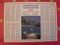 Almanach Des PTT. 1951. . Calendrier Poste, Postes Télégraphes.. Pêche - Tamaño Grande : 1941-60