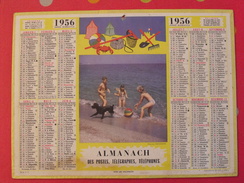Almanach Des PTT. 1956. Calendrier Poste, Postes Télégraphes.. Enfants Plage Mer - Tamaño Grande : 1941-60