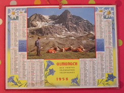 Almanach Des PTT. 1958. Calendrier Poste, Postes Télégraphes.. Montagne Paturage Vache - Big : 1941-60