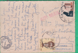 Cachet Sur Carte - Croisière L'Ancerville (paquebot) Au Départ D''Egypte Par Air Mail - Posta Marittima